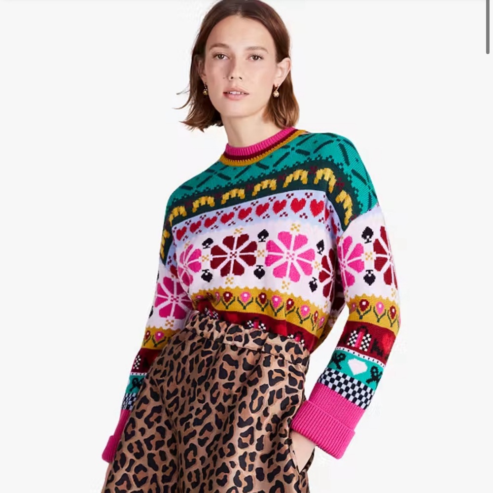 Kate Spade Flower Intarsia Sweater Size M